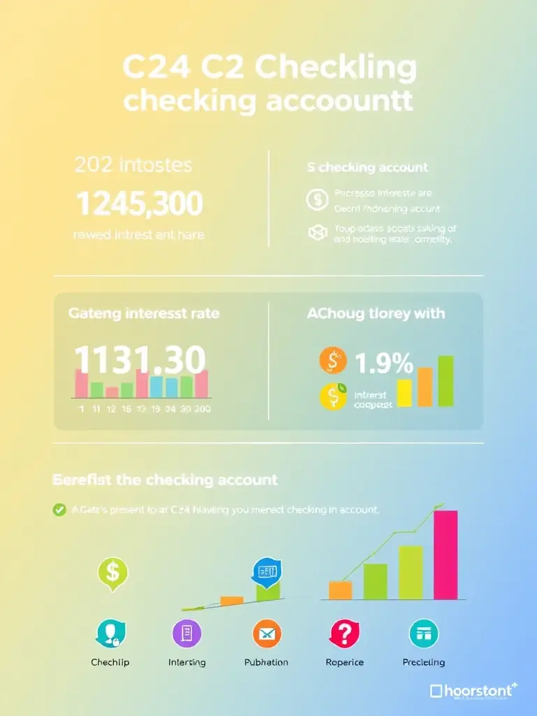 A graphic illustrating the interest rates and benefits of the C24 checking account, highlighting the potential for financial growth.