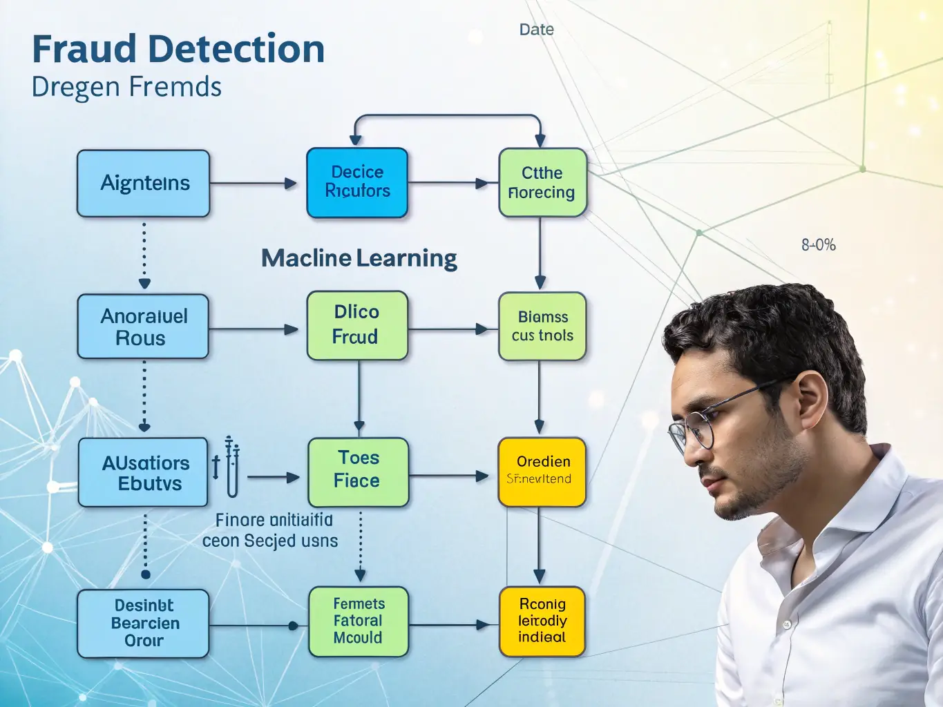 A graphic representation of real-time fraud detection, showing algorithms analyzing transaction patterns to identify and prevent fraudulent activities on C24 accounts.